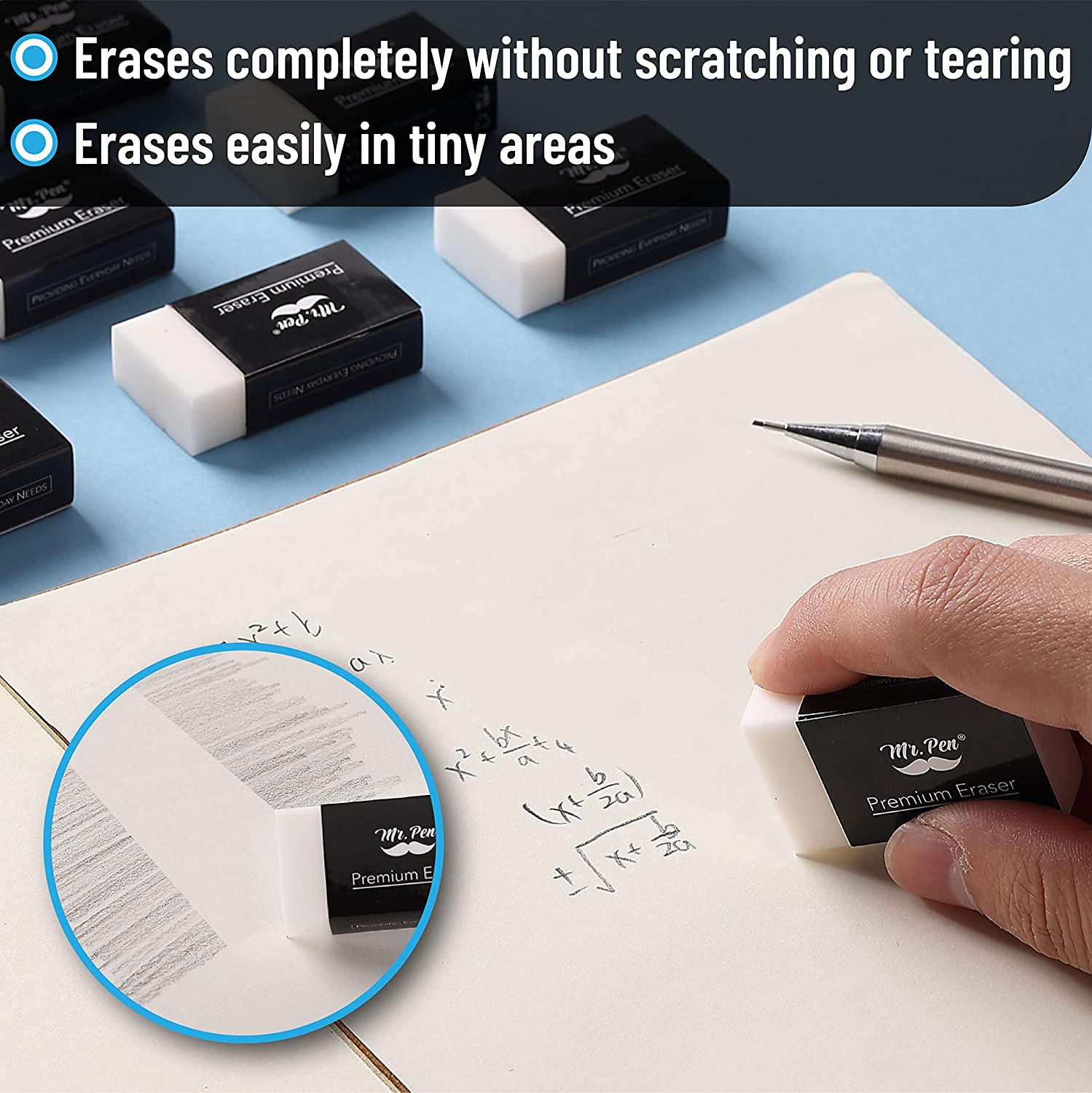 Mr. Pen- Pencil Eraser, 8 Pack, White Erasers, Erasers for Artists, Artist  Eraser, Drawing Erasers for Sketching - Mr. Pen Store